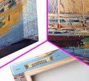 Italian Seaside Village Framed Canvas Print, Sailboat Painting, Italy Painting, Italy Decor, Vacation Gift Idea, Maine Oil Painting, Nautical Home Decor