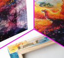 Rising Phoenix Canvas Print Wall Art - Majestric Watercolor Painting On Vertical Canvas, Framed and Ready To Hang, Hardware Included