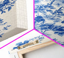 Blue Floral Print, Chinoiserie Wall Art, Framed Canvas, Canvas Art Home Decor, Chinoiserie Style Painting