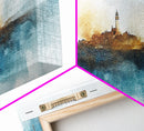 Horizontal Painting Print of Nantucket, Framed Canvas, Nautical Wall Art, Seascape landscape painting, Panoramic Nantucket Wall Art