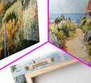 Panoramic Painting Print of Nantucket, Framed Canvas, Nautical Wall Art, Seascape landscape painting, Horizontal Nantucket Wall Art