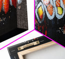 Retro Sushi Painting Print, Canvas Art, Kitchen Decor, Dining Room Decor, Eclectic Home Decor, Food Lover Gift, Japanese Style Decor