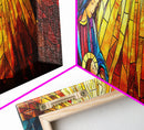 Mary and Joseph Canvas Print, Nativity Painting, Stained Glass Style Art, Nativity Wall Decor, Christmas Wall Art, Panoramic Exra Wide Art