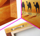 Camels in the desert Framed Canvas Print, Desert Painting, Desert Wall Art, Southwestern Decor, Minimalist Decor, Orange Hues Art