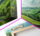 Landscape Painting Print Of The Hills of Ireland, Framed Canvas Print, Ireland Wall Are, Panoramic Home Decor, Horizontal Landscape Art