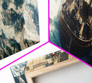 The Storm - Sailboat Battles a Hurricane Framed Canvas Print Panoramic Nautical Decor Fisherman Painting Nautical Landscape Painting