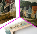 Panoramic Painting Print of Maine, Maine Wall Art, Beautiful Panoramic Seacape Painting, Nautical Landscape Painting