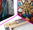 Abstract Textile Pattern Framed Canvas Print, Retro Wall Art, Scenic Decor, Statement Piece, Accent Piece Wall Art, Above Mantle Art