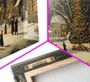 Winter Street Scene - Victorian Christmas Village Oil Painting Print - Ready To hang Christmas Art - Christmas Wall Art - Cozy Christmas Print