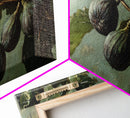 Figs On The Branch - Framed Canvas Print - Fig Painting - Fig Original Oil Painting Small Fruit Still Life Colorful Wall Art Hand Made Ready To hang