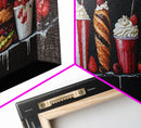 Diner Decor, Restaurant Wall Art, Canvas Print Painting Of Burgers, Desserts and Milk Shakes - 1950s Diner Wall Art