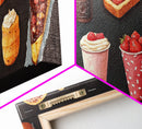 Retro Kitchen Wall Art Canvas Print, Oil Painting Of Desserts, Kitsch Home Decor, Dining Room Art, Restaurant Wall Art, Decor for Restaurant