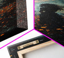 Moonlight silhouette painting mysterious framed canvas print, dark romance art, moonlit field wall decor, spiritual night scene art