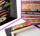 Funky Kitchen Wall Art Sushi Painting Print Framed Canvas | Sushi Decor | Kitchen Painting Decor | Kitsch Decor | Eclectic Wall Art