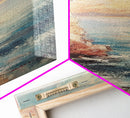 Nautical Landscape Painting Print, Framed Canvas, Beautiful Sunset Over The Coast, Coastal Decor, Tall Narrow Art, Skinny Wall Art