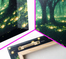 Fireflies At Night In A Fantasy Forest,  Framed Ready To Hang Canvas Print, beautiful wall art, guest room decor