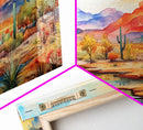Minimalist Boho Wall Art, Pastel Desert Print, Framed Canvas Art, Unique Wall Art, Minimalist MCM Style Wall Art, Landscape Painting