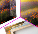 Vintage Wildflower Field Wall Art | Field Of Flowers Art | Botanical Wildflower Art | Framed Canvas Print | Framed Art
