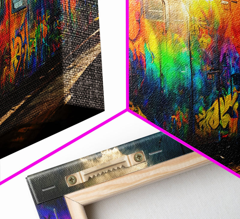 Train car graffiti wall decor, train box car, ready to hang canvas print wall art, graffiti art