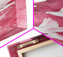 White Doves Canvas Print - Angel Art Prints on Burgundy Background, Symbolic Bird Art, Light Pink Abstract Vertical Wall Decor