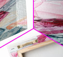 Gemstone Watercolor Painting Framed Canvas Print, Whimsical Pink Abstract Wall Art, Geometric Skinny Vertical Bedroom Art