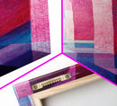 Geometric Archway Framed Canvas Print, Abstract Pink and Blue Whimsical Art, Skinny Vertical Wall Art for Modern Living Room Decor