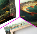 Underwater Trout Scene Canvas Print Rustic Wall Art Fly Fishing Art Wildflower Painting Skinny Art Vertical Rustic Decor