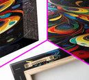 Dynamic Peacock Framed Canvas Print with Swirling Colors, Vibrant Bird Art Perfect Vertical Wall Art and Boho Home Decor Accent