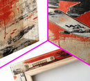 Skateboarder Canvas Print, Red and Black Urban Wall Art, Graffiti Inspired Vertical Artwork, Gift Idea for Living Room or Teen Bedroom