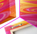 Bright Pink Orange Abstract Swirls Canvas Print, Vertical Skinny Art, Pink Orange Dorm Wall Art, Minimalist Artistic Decor