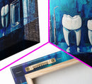 Modern Dental Art Framed Canvas Print, Dental Office Decor, Blue and Green Wall Art, Coastal Wall Art, Guest Room Art, Vertical Wall Art