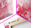 Origami Crane Flight Framed Canvas Print Featuring Pink Wall Art Whimsical Art Long Narrow Wall Art Minimalist Rustic Living Room Decor