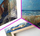 Coastal Cowgirl Framed Canvas Print Coastal Landscape Art Nautical Decor Ocean View Art Horizontal Wall Art Above Bed Wall Art