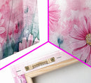 Wildflower Painting Canvas Print, Vibrant Daisy Wall Art with Light Pink Abstract Background, Whimsical Art for Bedroom Decor