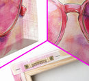 Pink Sunglasses Painting Framed Canvas Print, Whimsical Art Decor, Light Pink Wall Art, Retro Fashion Gift Idea, Original Artwork