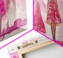 Chic Pink Dress Canvas Print | Fashion Inspired Artwork | Retro Pink Abstract Wall Art | Bedroom or Boutique Framed Decor | Trendy Art