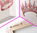 Pink Crown Trio Canvas Print Whimsical Art Princess Aesthetic Dorm Decor Light Pink Art Bedroom or Living Room Artwork Gift Idea
