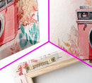 Vintage Camera Painting Framed Canvas Print Pink Wall Art Whimsical Art Living Room Art Light Pink Wall Art Unique Gift Idea