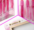 Elegant Lipsticks Display Painting as Pink Abstract Wall Art on Canvas Print, Makeup Collector Vanity or Bedroom Accent Decor