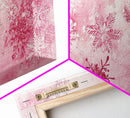Winter Snowflake Motif with Pink Christmas Wall Art Aesthetic on Framed Canvas Print, Holiday Living Room or Bedroom Decor