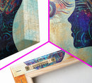 Vibrant Abstract Woman Framed Canvas Print -Abstract Goddess Wall Art - Artistic Brain Art- Geometric Wall Art