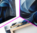 Abstract Blue Swirls Canvas Print, Geometric Wall Art Horizontal Decor, Moody Modern Artwork Gift Idea Living Room Panoramic Art