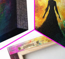 Woman Silhouette Sunset Canvas Print, Goddess Art Print, Romance Painting, Moody Woman Art, Bedroom Art, Fall Art, Vertical Wall Art