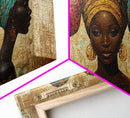 Elegant African Women Canvas Print, Bold Afrocentric Wall Art Decor, Moody Abstract Painting, Unique Bedroom Art Gift Idea