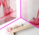 Light Pink Wall Art Framed Canvas Print Featuring Elegant High Heels, Feminine Bedroom Decor, Fashion Artwork Above Bed Idea