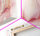 Shell Painting Framed Canvas Print Featuring Coastal Shells in Pastel Pink, Nautical Decor Idea, Horizontal Coastal Artwork