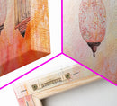 Moroccan Lanterns Canvas Print Pink Orange Wall Art Boho Decor Rustic Living Room Artwork Horizontal Farmhouse Style Gift Idea