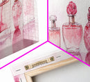 Framed Canvas Print Perfume Bottle Art Pink Abstract Art Feminine Decor Gift Idea Minimalist Living Room Wall Art Horizontal Painting
