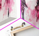 Fashion Silhouette Canvas Print Whimsical Art Pink Abstract Wall Art Minimalist Women’s Fashion Wall Art Bedroom Art Decor