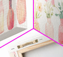Wildflower Botanical Prints Framed Canvas Print Light Pink Wall Art Living Room Decor Horizontal Rustic Floral Painting